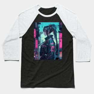 Neon cyberpunk girl ukiyo e art Baseball T-Shirt